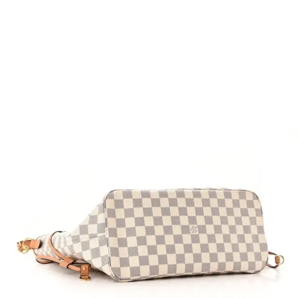 LV Braided Neverfull MM Damier Azur Canvas Orange Interior