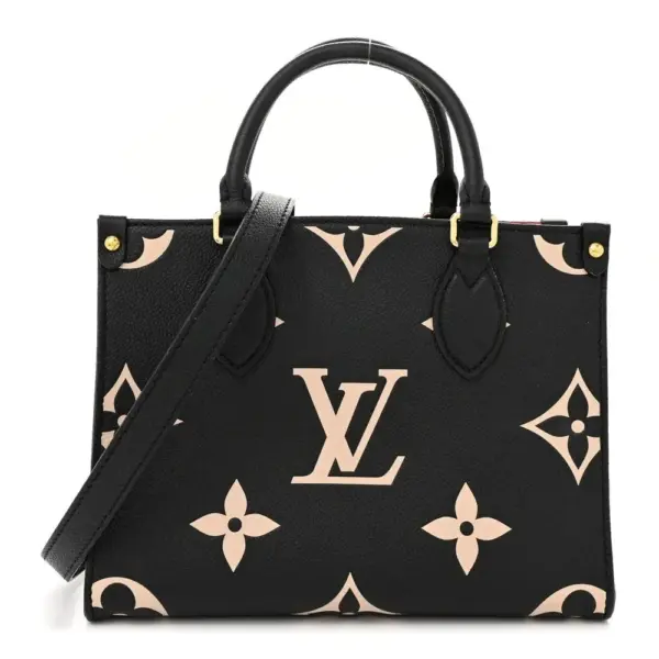 LV OnTheGo PM Black/Beige Giant Monogram Empreinte Leather