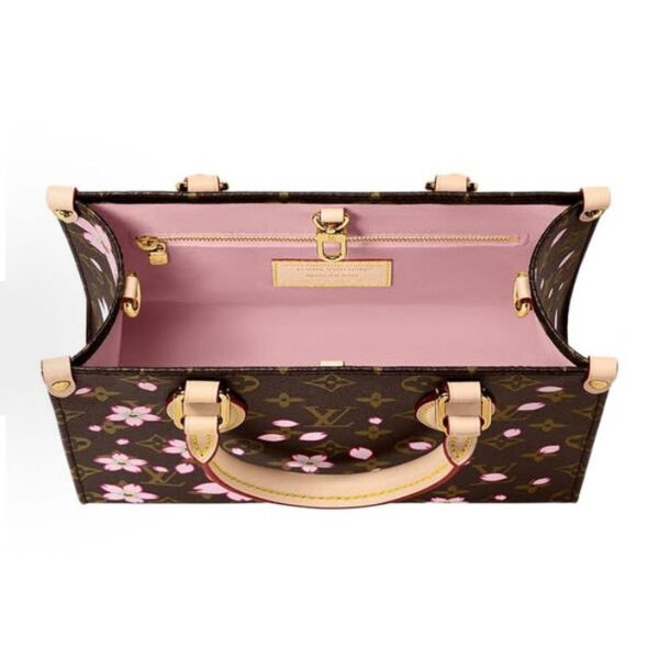 61EF21D0-0639-7042-586A-ECE081EEA91F.jpg LV x Takumi Murakami Onthego CHERRY BLOSSOM gold metal accessories shoulder handbag for women brown