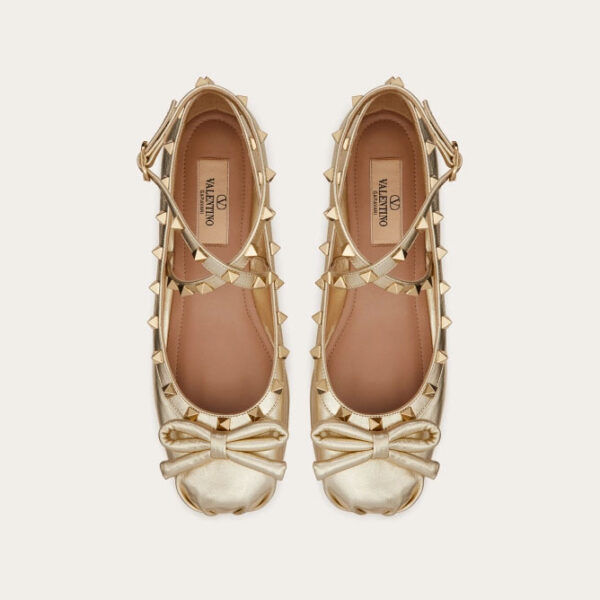 VALENTINO Studded sheepskin ballet flats
