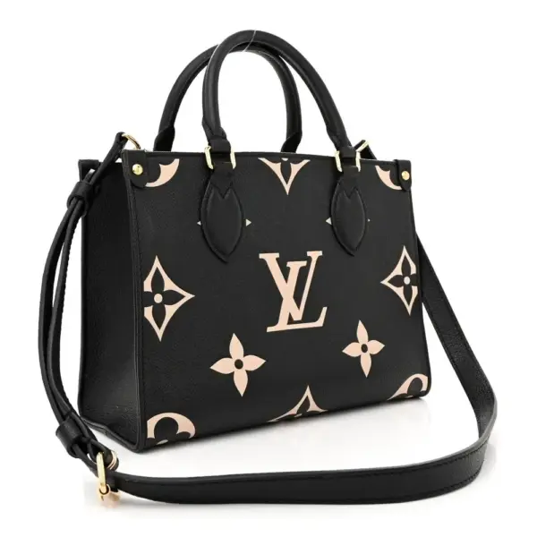 LV OnTheGo PM Black/Beige Giant Monogram Empreinte Leather