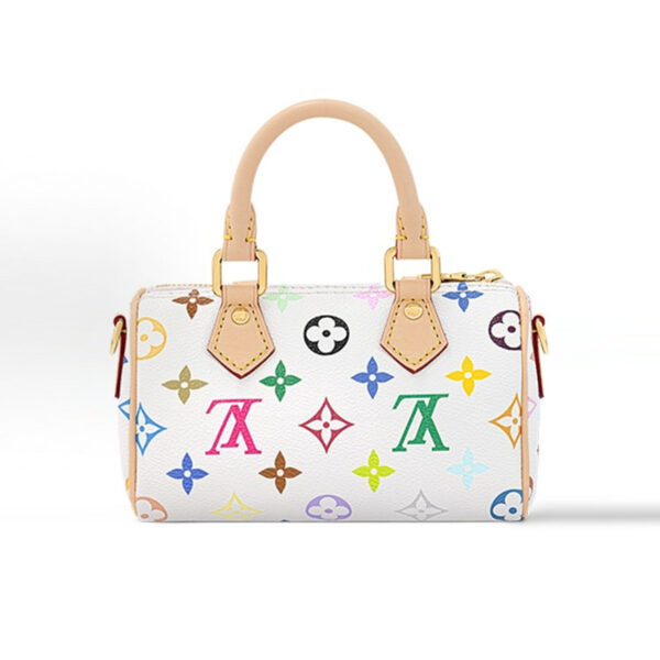 92E1F45C-C67A-12C9-45D4-15727926D511.jpg LV x Takashi Murakami NANO SPEEDY adjustable shoulder strap white Top-Handle Bags / Crossbody Bags