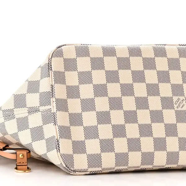 LV Braided Neverfull MM Damier Azur Canvas Orange Interior