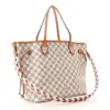 LV Braided Neverfull MM Damier Azur Canvas Orange Interior