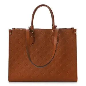 LV Neverfull MM Cognac Giant Monogram Empreinte Leather