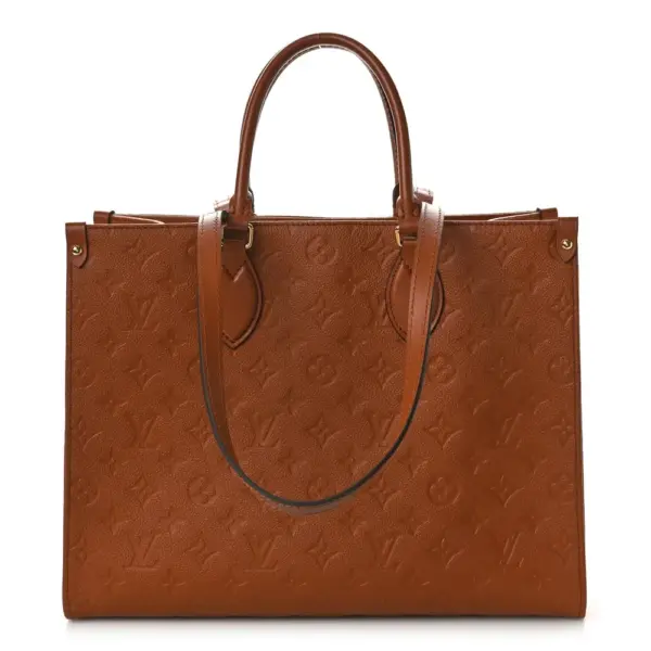 LV Neverfull MM Cognac Giant Monogram Empreinte Leather